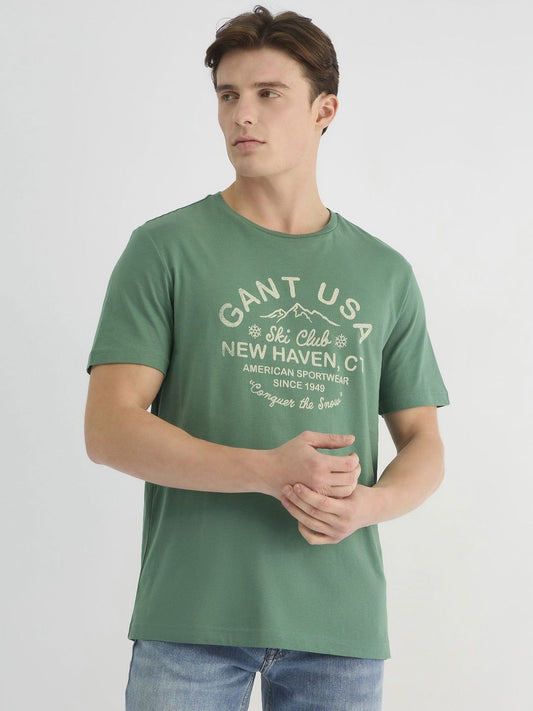 GANT Men Typography Printed Round Neck Cotton T-shirt