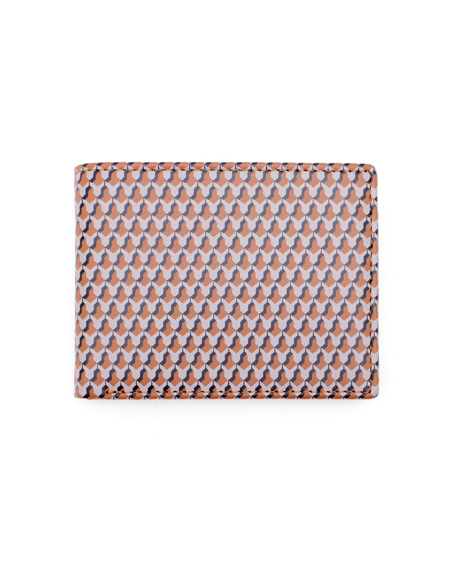 Rare Rabbit Men's Iver Tan Bi Fold Slim Rfid Monogram Print Wallet