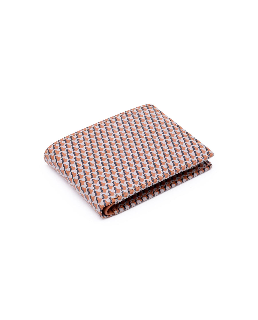 Rare Rabbit Men's Iver Tan Bi Fold Slim Rfid Monogram Print Wallet