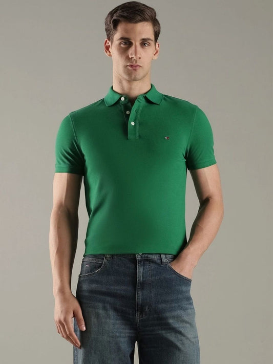 Tommy Hilfiger Men Brand Logo Polo Collar Slim Fit T-shirt