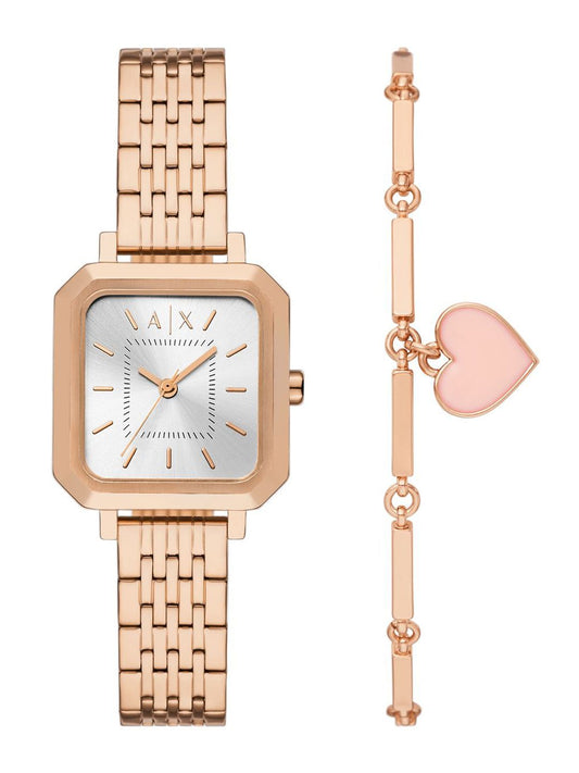 Armani Exchange Women Embellished Dial & Straps Analogue Watch AK_AX7164SET