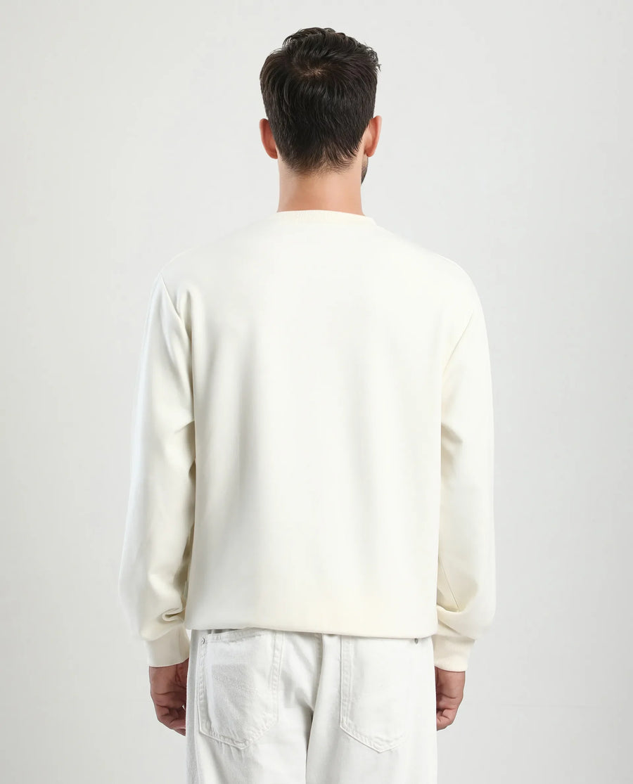 Rare Rabbit Men's Jabe-T Off White Modal Blend Graphic Print Regular Fit Full Sleeve Crew Neck Sweatshirt