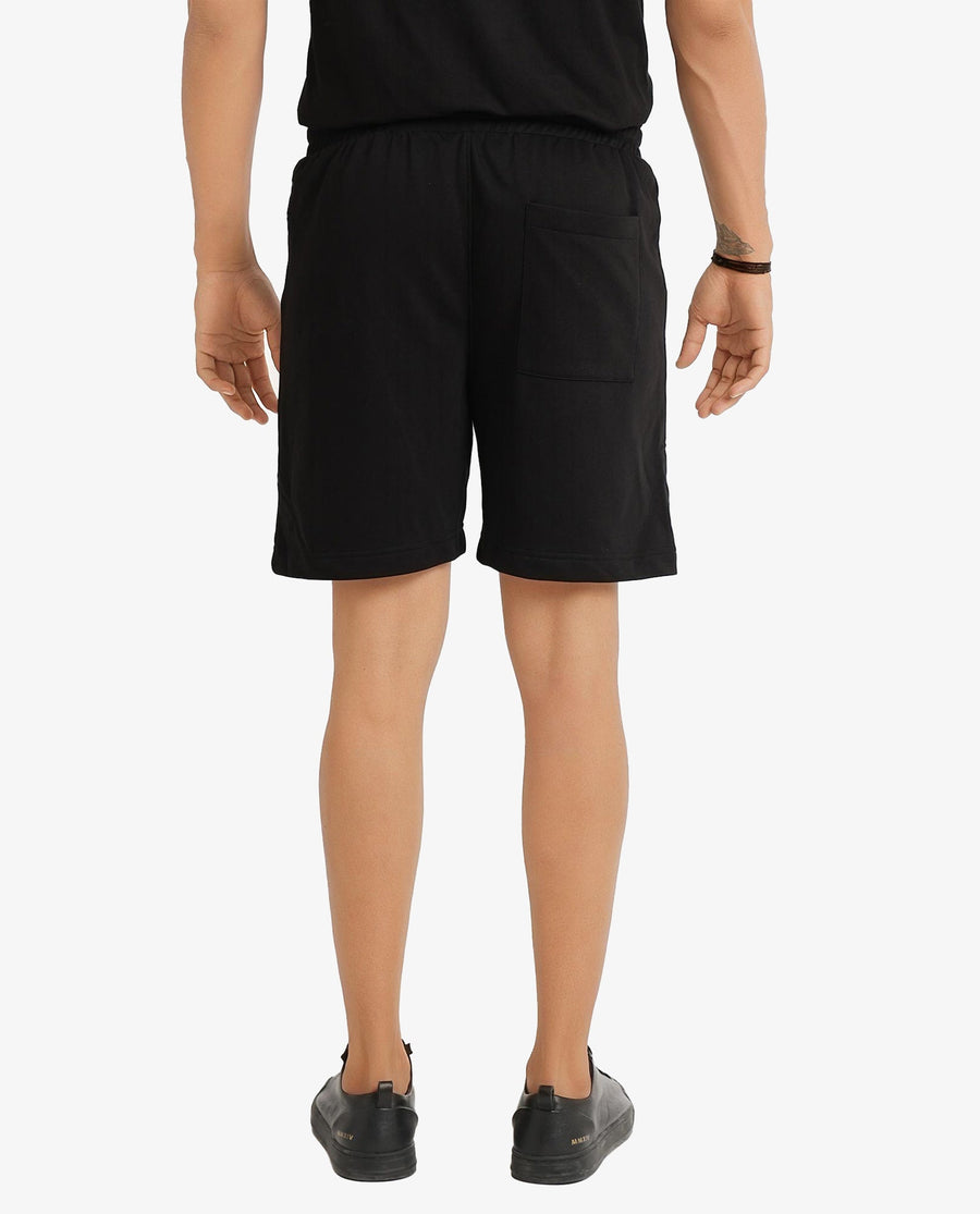 Rare Rabbit Men's Jade-B Black Cotton Blend Graphic Print Oversized Fit Shorts