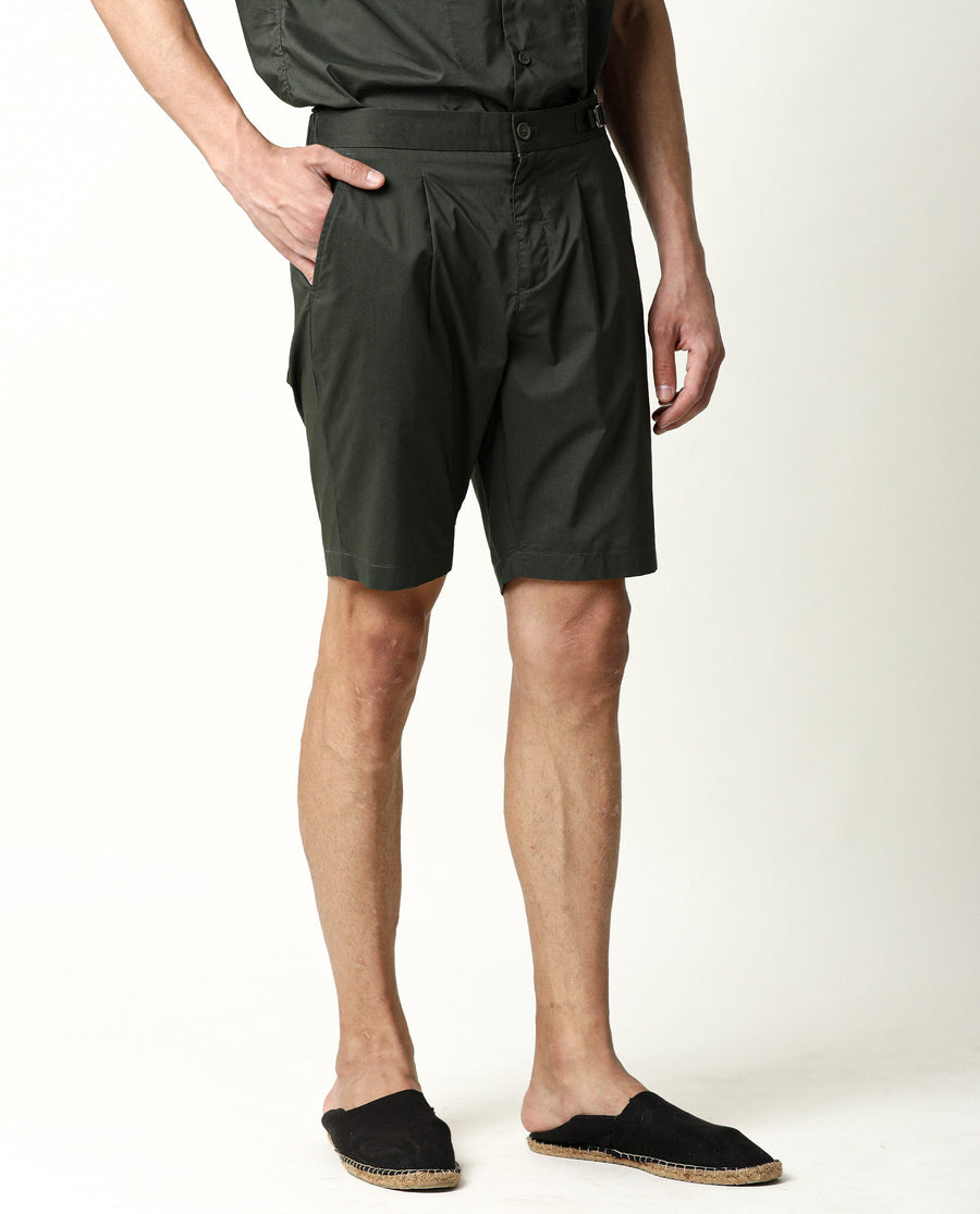 Rare Rabbit Men's Osaka Olive Cotton Plain Regular Fit Shorts