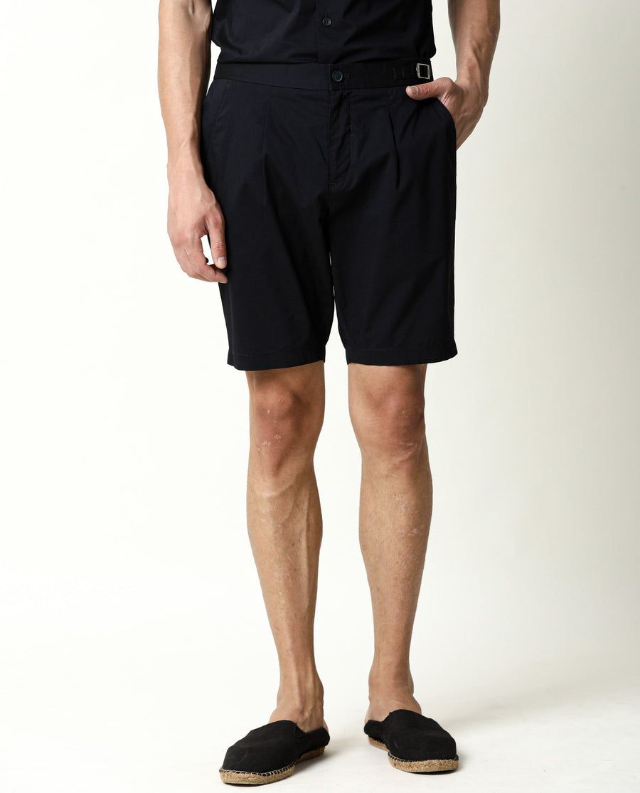 Rare Rabbit Men's Osaka Navy Cotton Plain Regular Fit Shorts