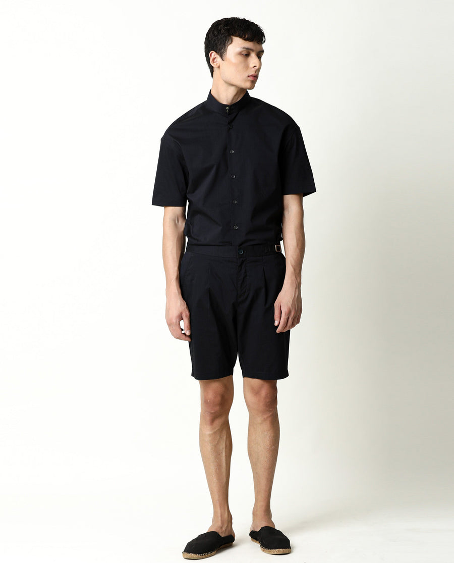 Rare Rabbit Men's Osaka Navy Cotton Plain Regular Fit Shorts