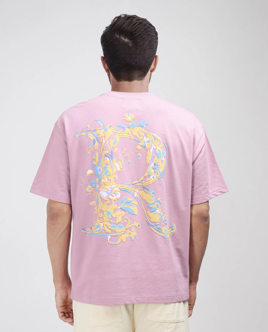 Rare Rabbit Men's Jardi Pink Cotton Graphic Print Oversized Fit Half Sleeve Crew Neck T-Shirt
