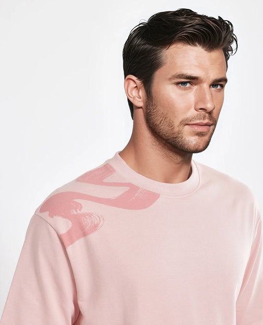 Rare Rabbit Men's Jarn Light Orange Cotton Graphic Print Qlo Fit Half Sleeve Crew Neck T-Shirt