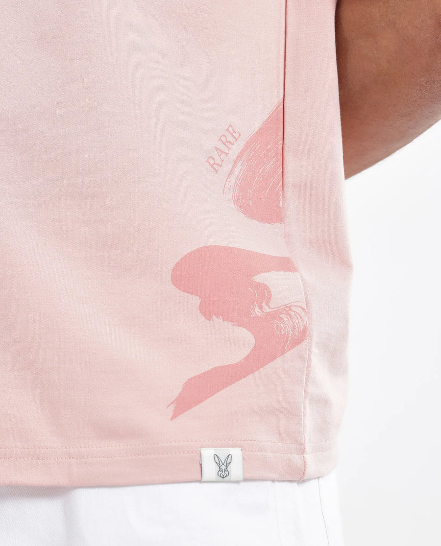 Rare Rabbit Men's Jarn Light Orange Cotton Graphic Print Qlo Fit Half Sleeve Crew Neck T-Shirt
