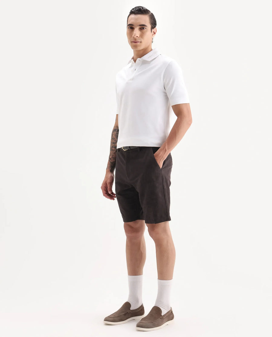 Rare Rabbit Men Jeck-S Dark Brown Cotton Fabric Button Closure Jacquard Shorts