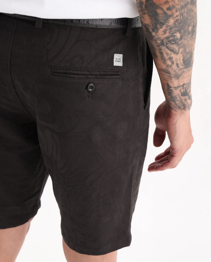 Rare Rabbit Men Jeck-S Dark Brown Cotton Fabric Button Closure Jacquard Shorts
