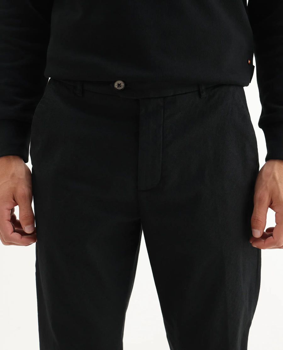 Rare Rabbit Men's Jes Black Cotton Blend Jacquard Relaxed Fit Trouser