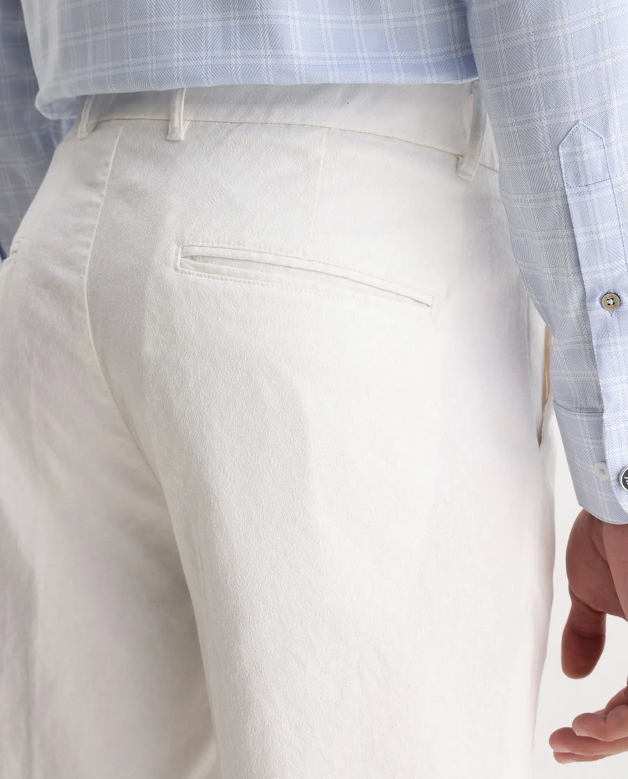 Rare Rabbit Men's Jes Off White Cotton Blend Jacquard Relaxed Fit Trouser