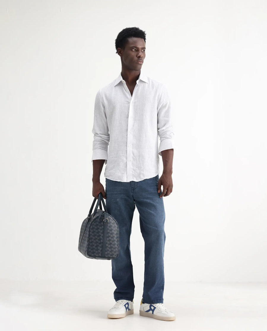 Rare Rabbit Men's Jett Light Blue Cotton Blend Plain Morris Regular Fit Jeans