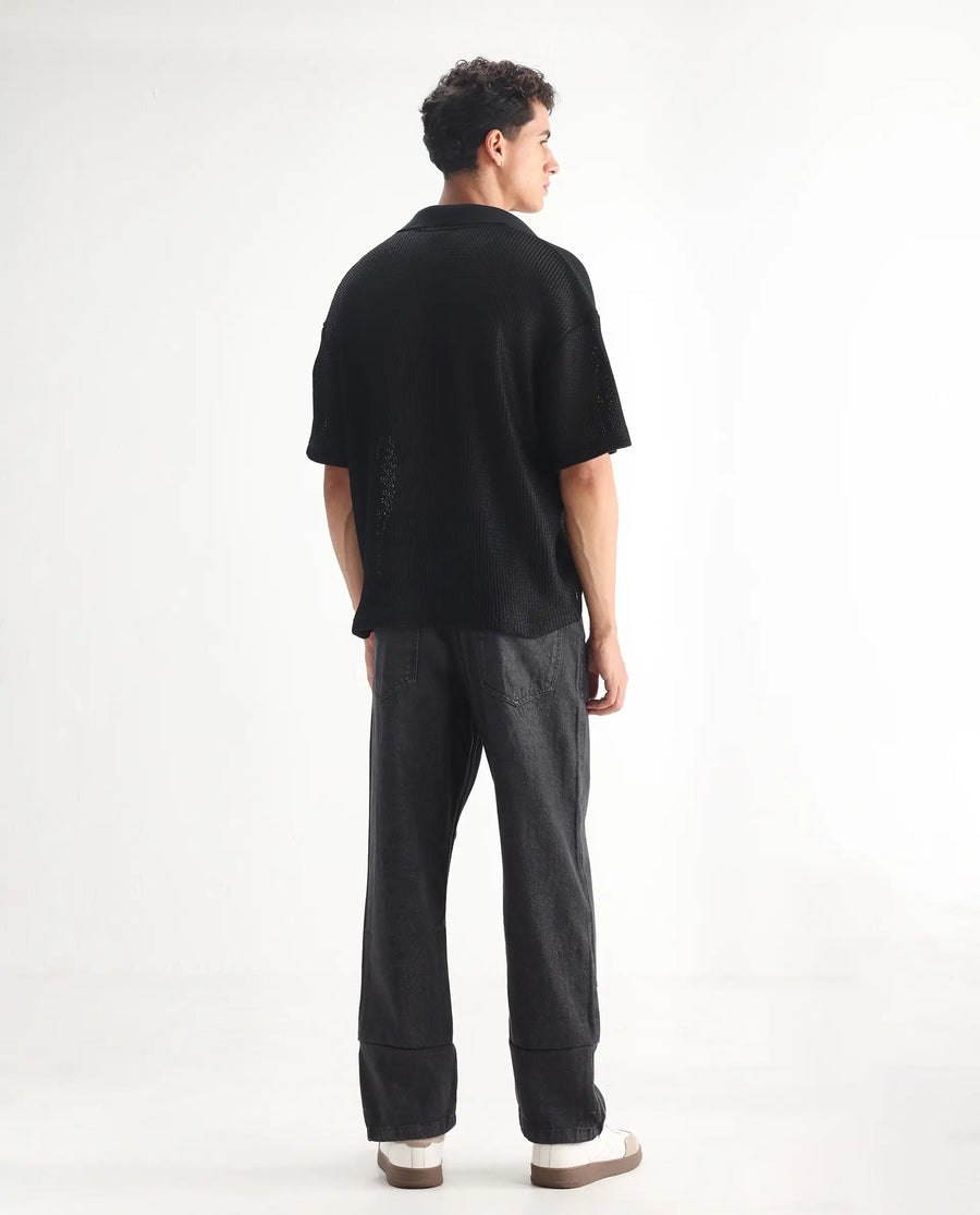 Rare Rabbit Men's Jettor Dark Grey Cotton Plain Relaxed Fit Jeans
