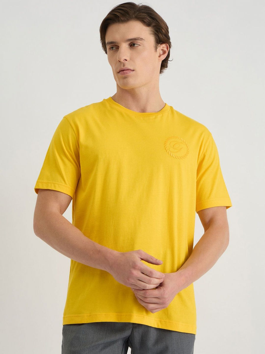 GANT Men Solid Round Neck Crest Graphic Cotton T-shirt