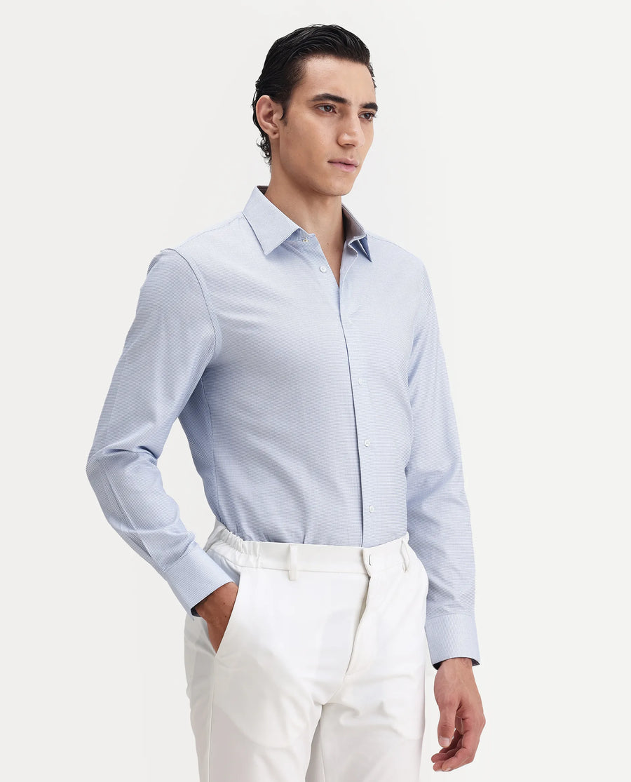 Rare Rabbit Men's Jnby Light Blue Cotton Plain Regular Fit Full Sleeve Collared Shirt