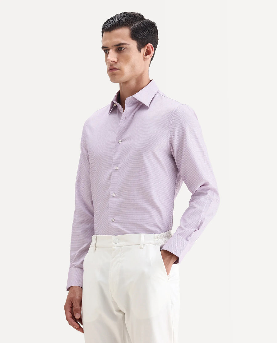 Rare Rabbit Men's Jnby Light Pink Cotton Plain Regular Fit Full Sleeve Collared Shirt