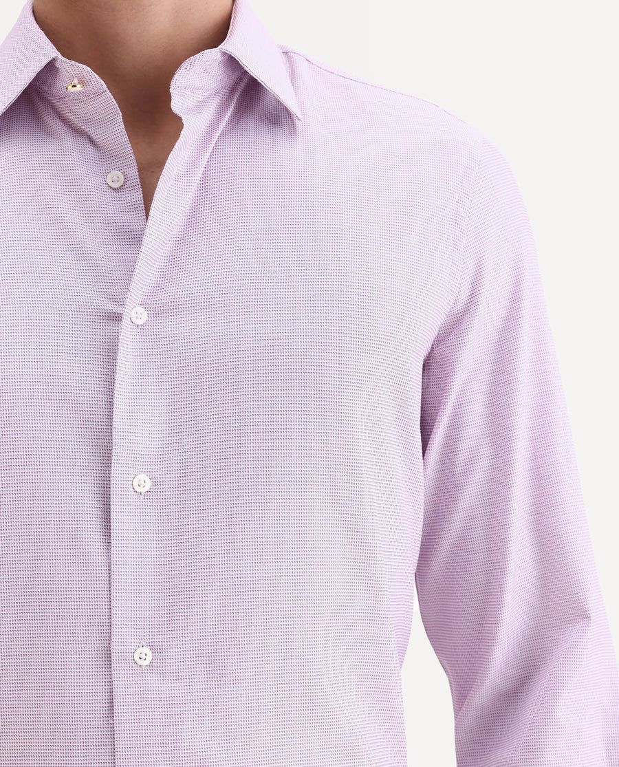 Rare Rabbit Men's Jnby Light Pink Cotton Plain Regular Fit Full Sleeve Collared Shirt