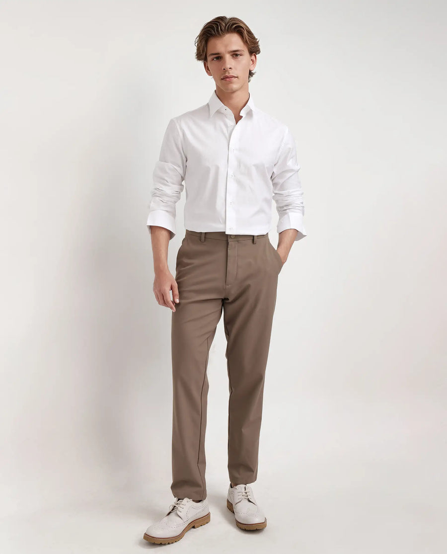 Rare Rabbit Men's Joan White Cotton Plain Regular Fit Full Sleeve Collared Shirt