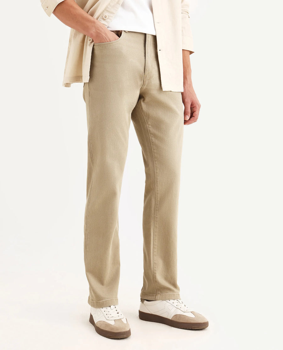 Rare Rabbit Men's Joel-G2 Khaki Cotton Blend Fabric Morris Regular Plain Jeans
