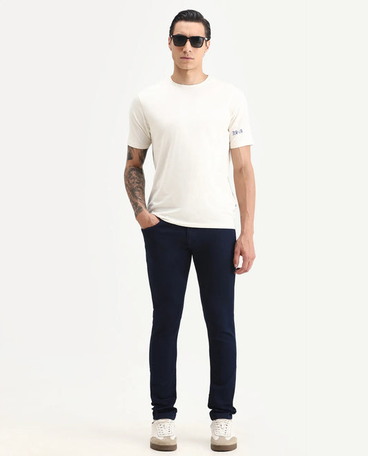 Rare Rabbit Men's Jules Blue Cotton Blend Plain Hawk Slim Fit Jeans