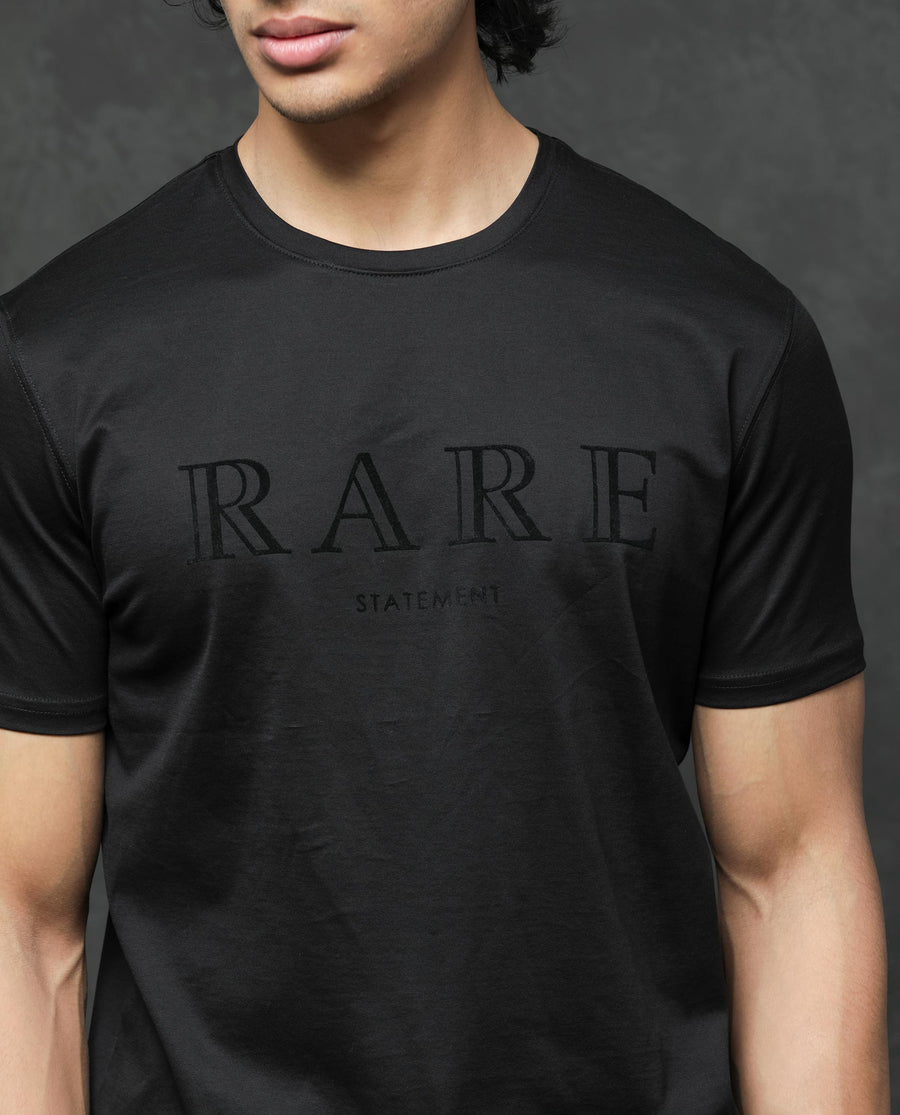 Rare Rabbit Men's Guild Casual Junot Black Cotton Graphic Print Regular Fit Half Sleeve Crew Neck T-Shirt
