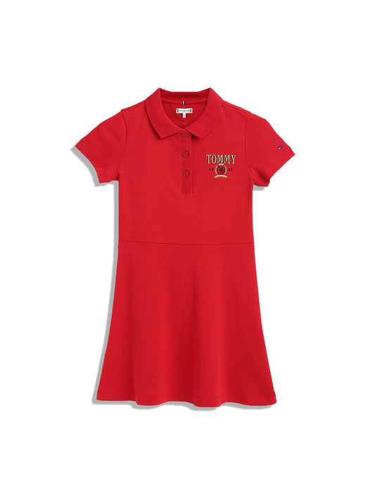 Tommy Hilfiger Girls Embroidered Cotton A-Line Dress
