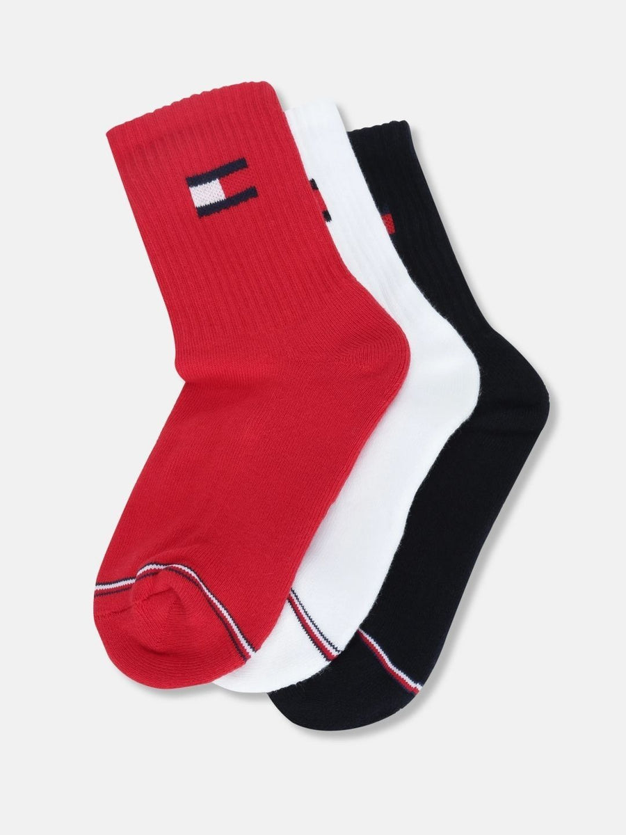 Tommy Hilfiger Boys Pack of 3 Cotton Assorted Calf Length Socks
