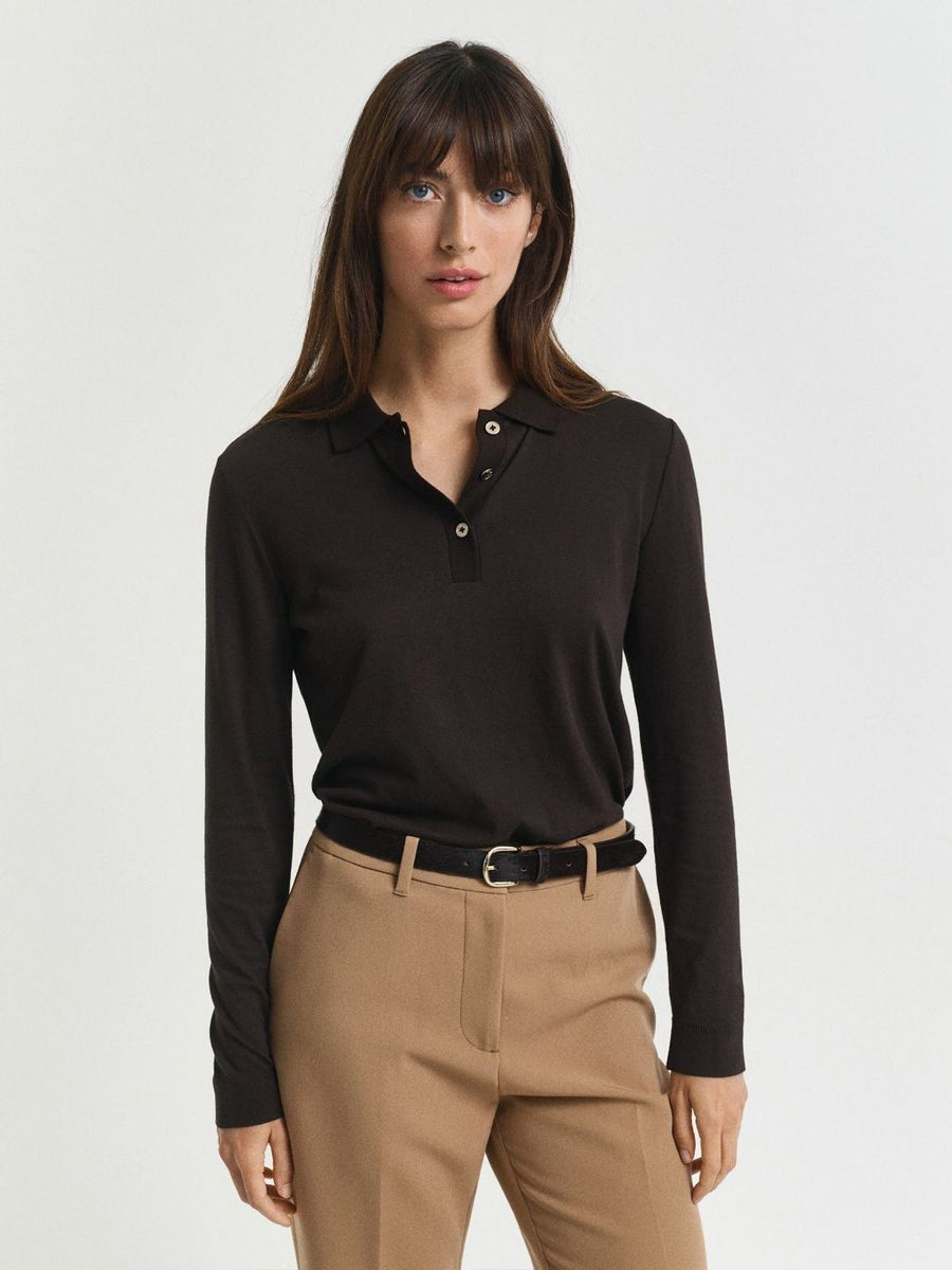 GANT Women Solid Polo Collar T-shirt