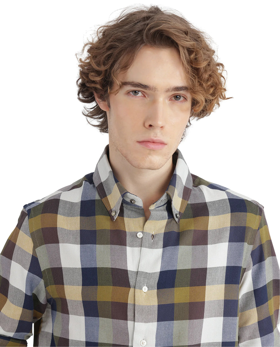 Rare Rabbit Men's Kalen Multi Checked Print Oversized Fit Full Sleeve Collared Shirt