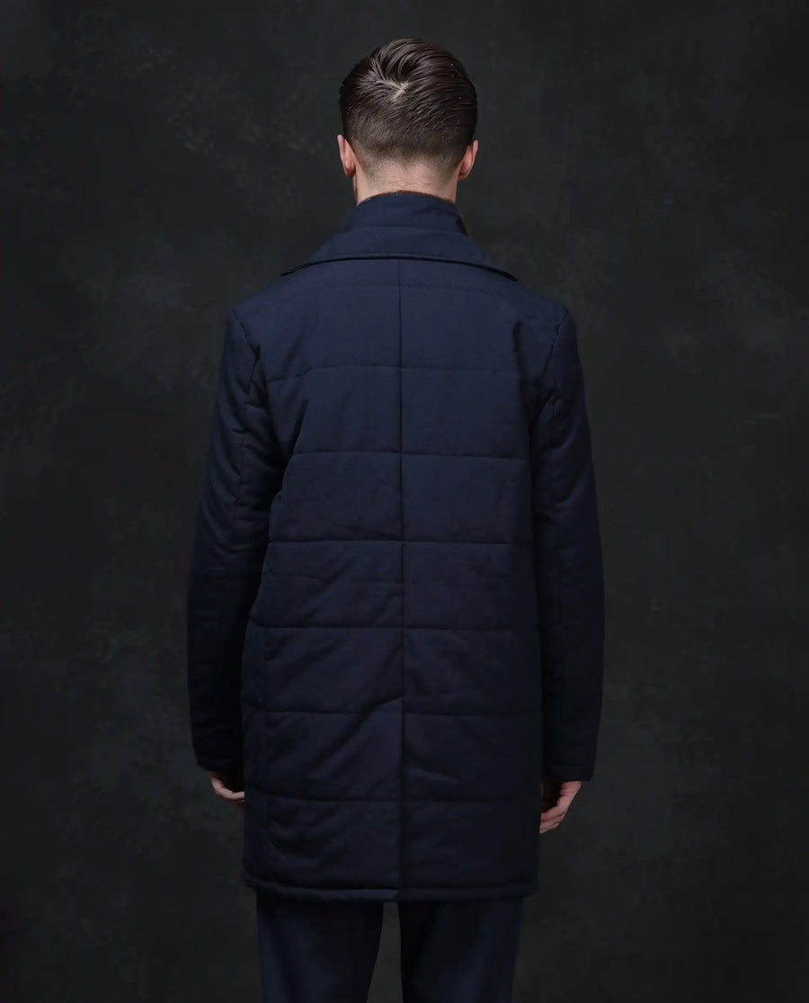 Rare Rabbit Men's Karlo Navy Polyester Plain Regular Fit Full Sleeve High Neck Jacket