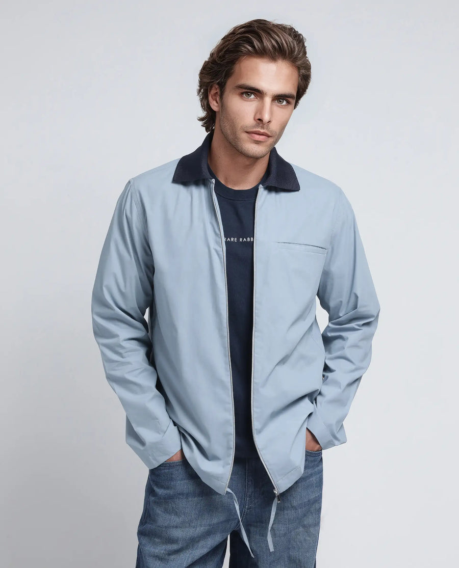 Rare Rabbit Men's Kax Light Blue Cotton Plain Relaxed Fit Full Sleeve Collared Shirt