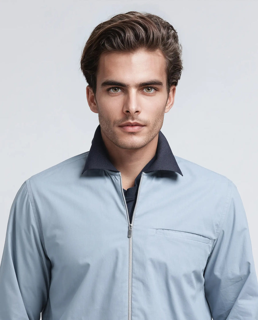 Rare Rabbit Men's Kax Light Blue Cotton Plain Relaxed Fit Full Sleeve Collared Shirt