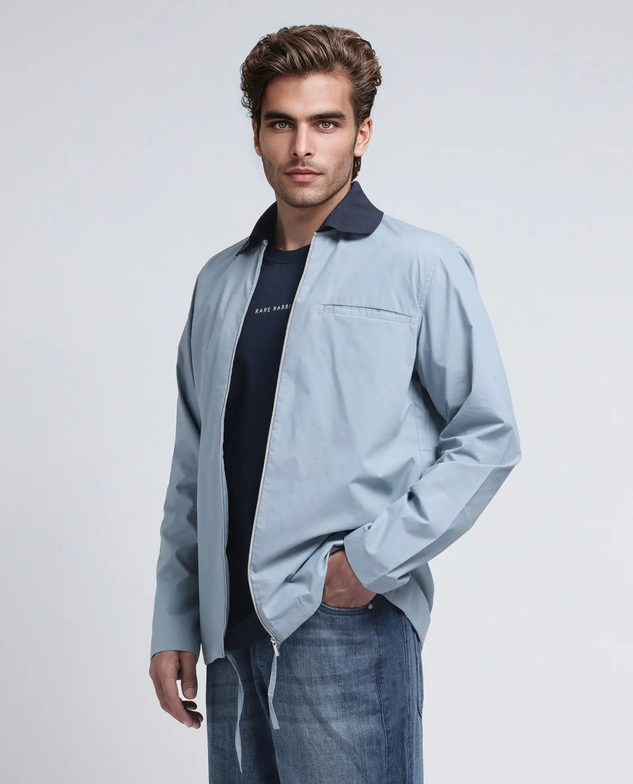 Rare Rabbit Men's Kax Light Blue Cotton Plain Relaxed Fit Full Sleeve Collared Shirt