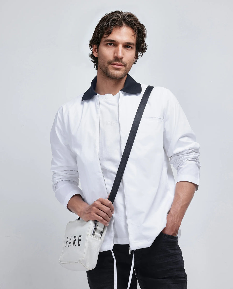 Rare Rabbit Men's Kax White Cotton Plain Relaxed Fit Full Sleeve Collared Shirt