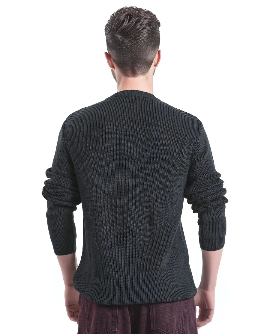 Rare Rabbit Men's Kazu Navy Cotton Applique Print Regular Fit Full Sleeve Crew Neck Sweater