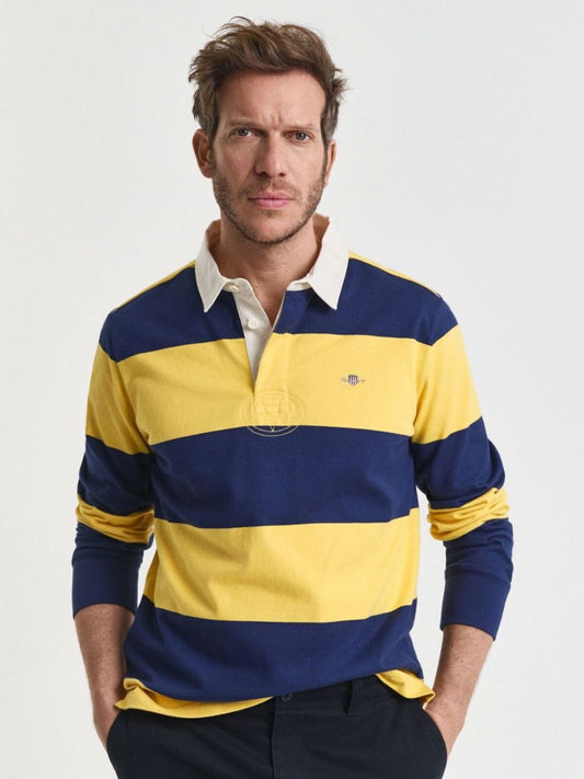 GANT Men Striped Print Polo Collar Pure Cotton T-shirt