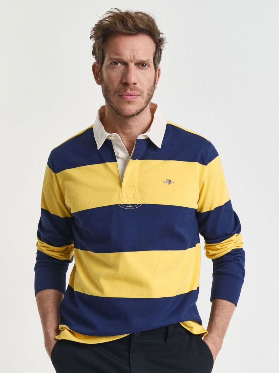 GANT Men Striped Print Polo Collar Pure Cotton T-shirt