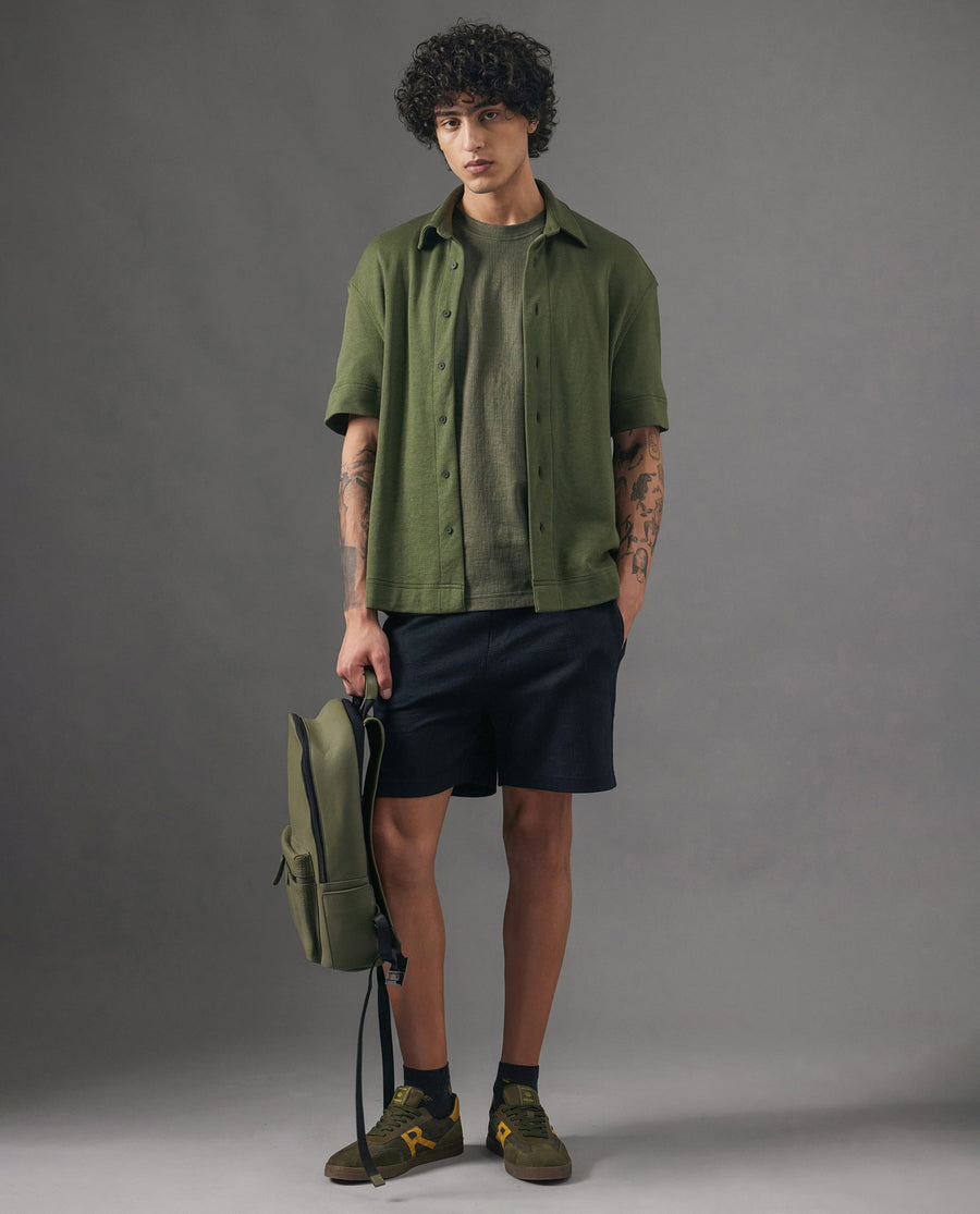 Rare Rabbit Men's Kelor Black Cotton Blend Plain Regular Fit Shorts