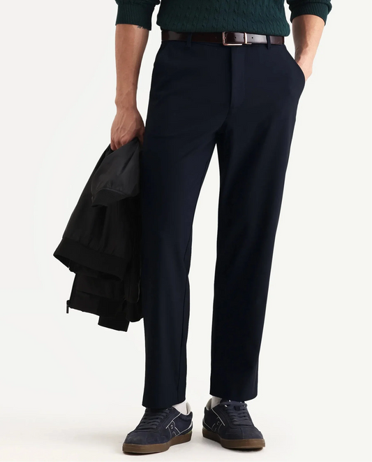 Rare Rabbit Men Kenal Navy Polyester Blend Fabric Button Closure Plain Trouser