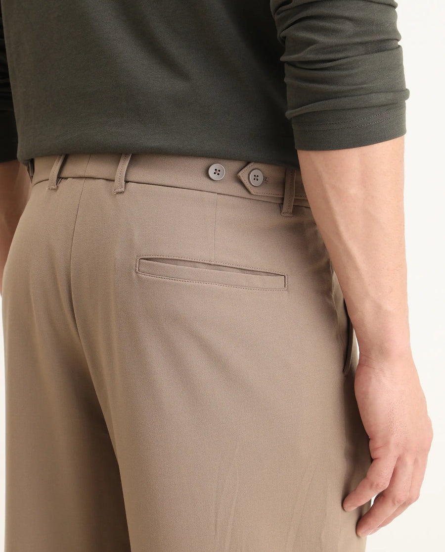 Rare Rabbit Men Kenal Beige Polyester Blend Fabric Button Closure Plain Trouser