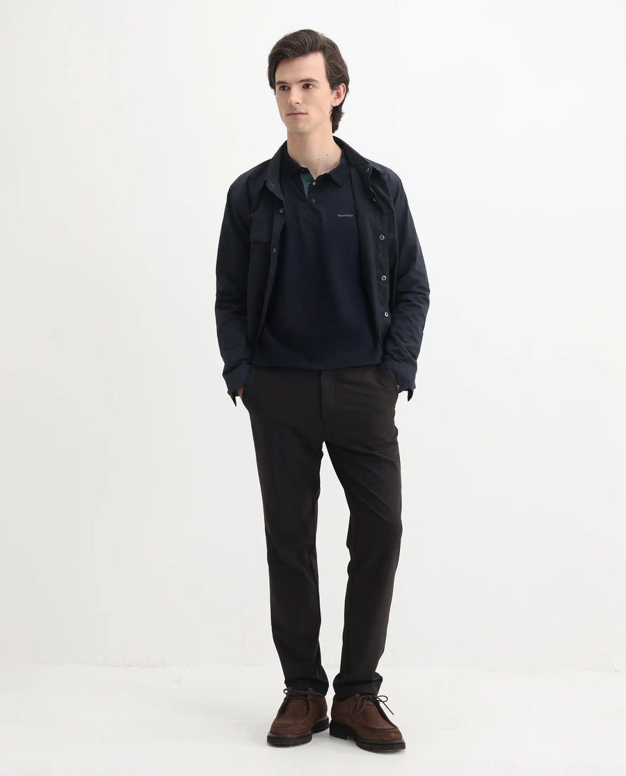 Rare Rabbit Men's Keneth Navy Cotton Plain Regular Fit Half Sleeve Polo