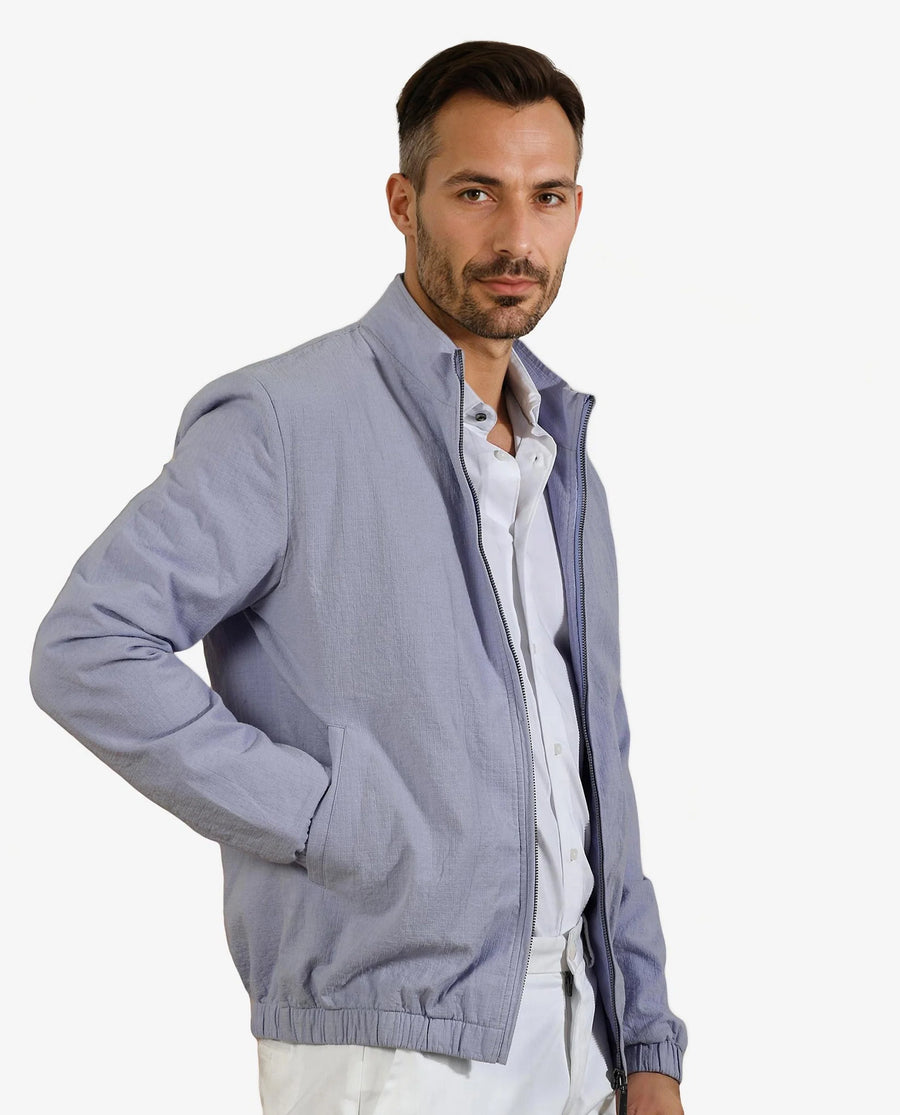 Rare Rabbit Men's Kenny Purple Polyester Plain Regular Fit Full Sleeve High Neck Jacket