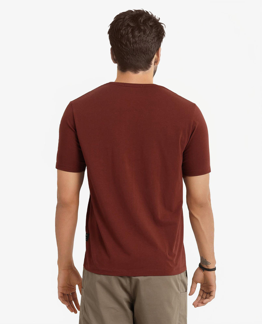 Rare Rabbit Men's Ker Brown Cotton Blend Graphic Print Regular Fit Half Sleeve Crew Neck T-Shirt
