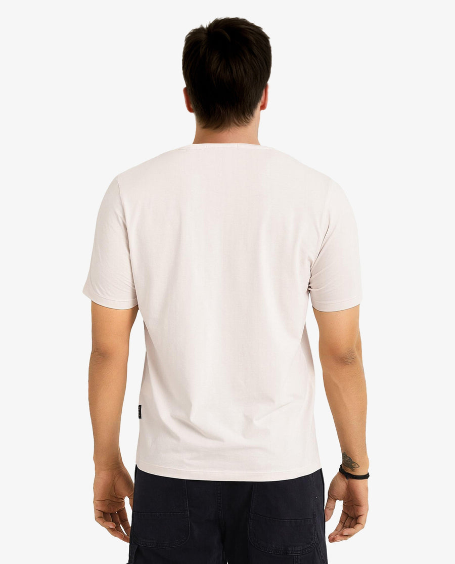Rare Rabbit Men's Ker Light Pink Cotton Blend Graphic Print Regular Fit Half Sleeve Crew Neck T-Shirt