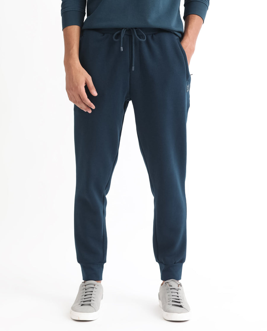 Rare Rabbit Men's Kerry Teal Cotton Plain Regular Fit Joggers