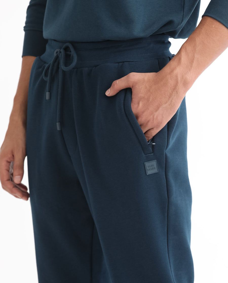 Rare Rabbit Men's Kerry Teal Cotton Plain Regular Fit Joggers