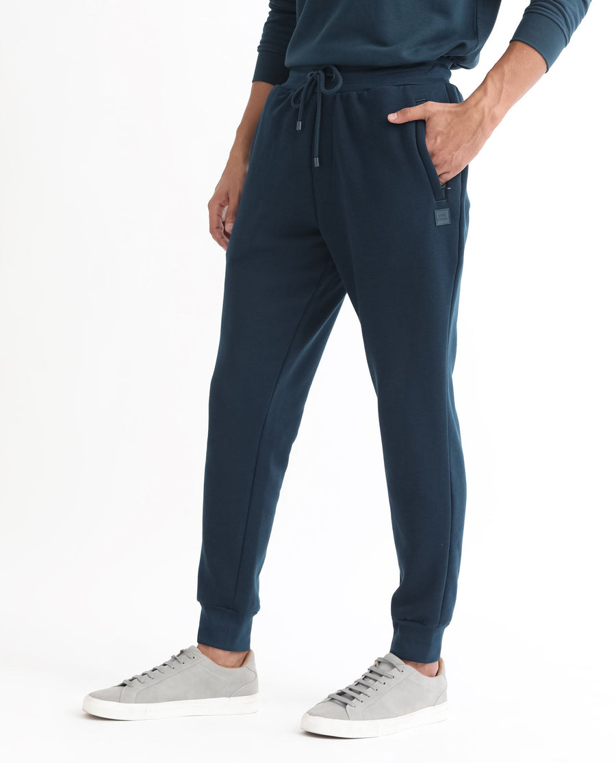 Rare Rabbit Men's Kerry Teal Cotton Plain Regular Fit Joggers