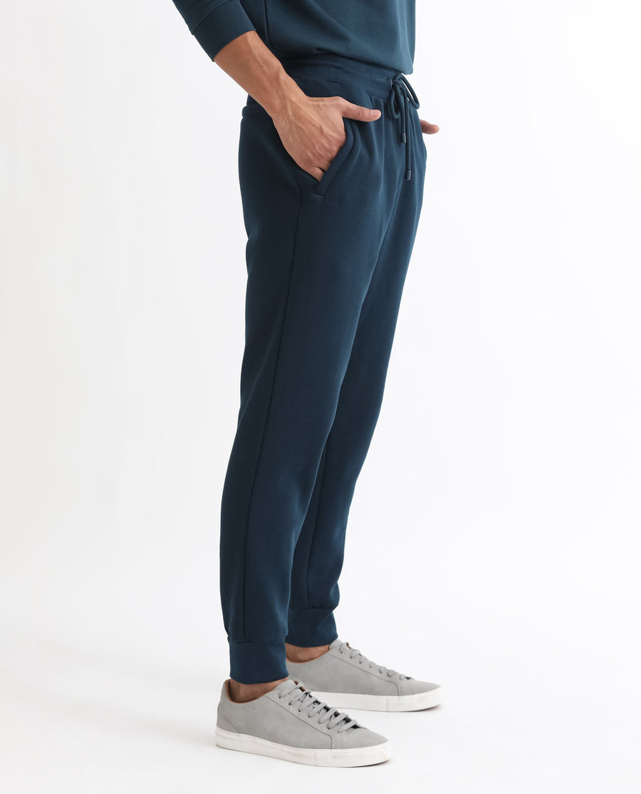 Rare Rabbit Men's Kerry Teal Cotton Plain Regular Fit Joggers